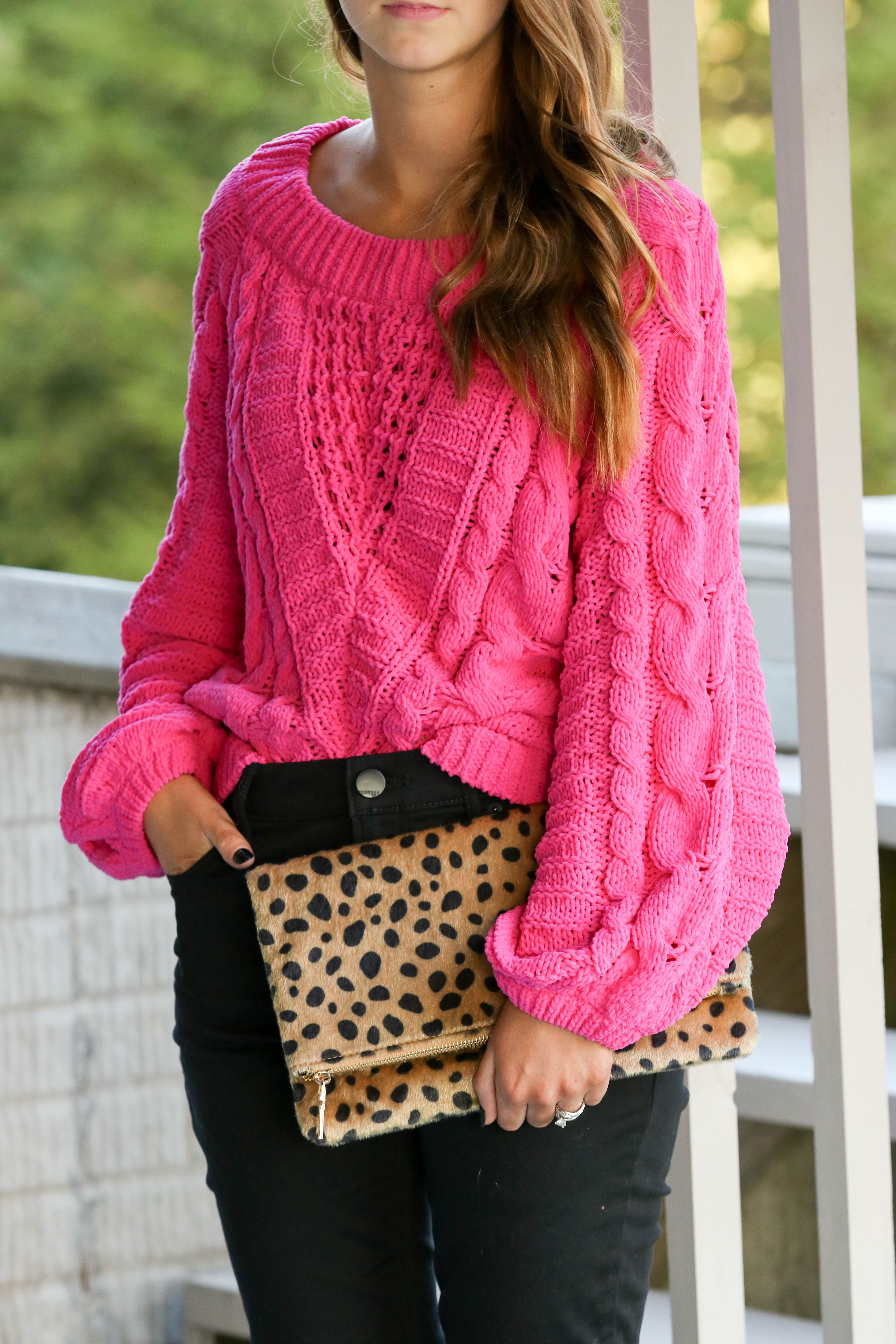 Hot Pink Cable Knit Sweater For The Love Of Glitter