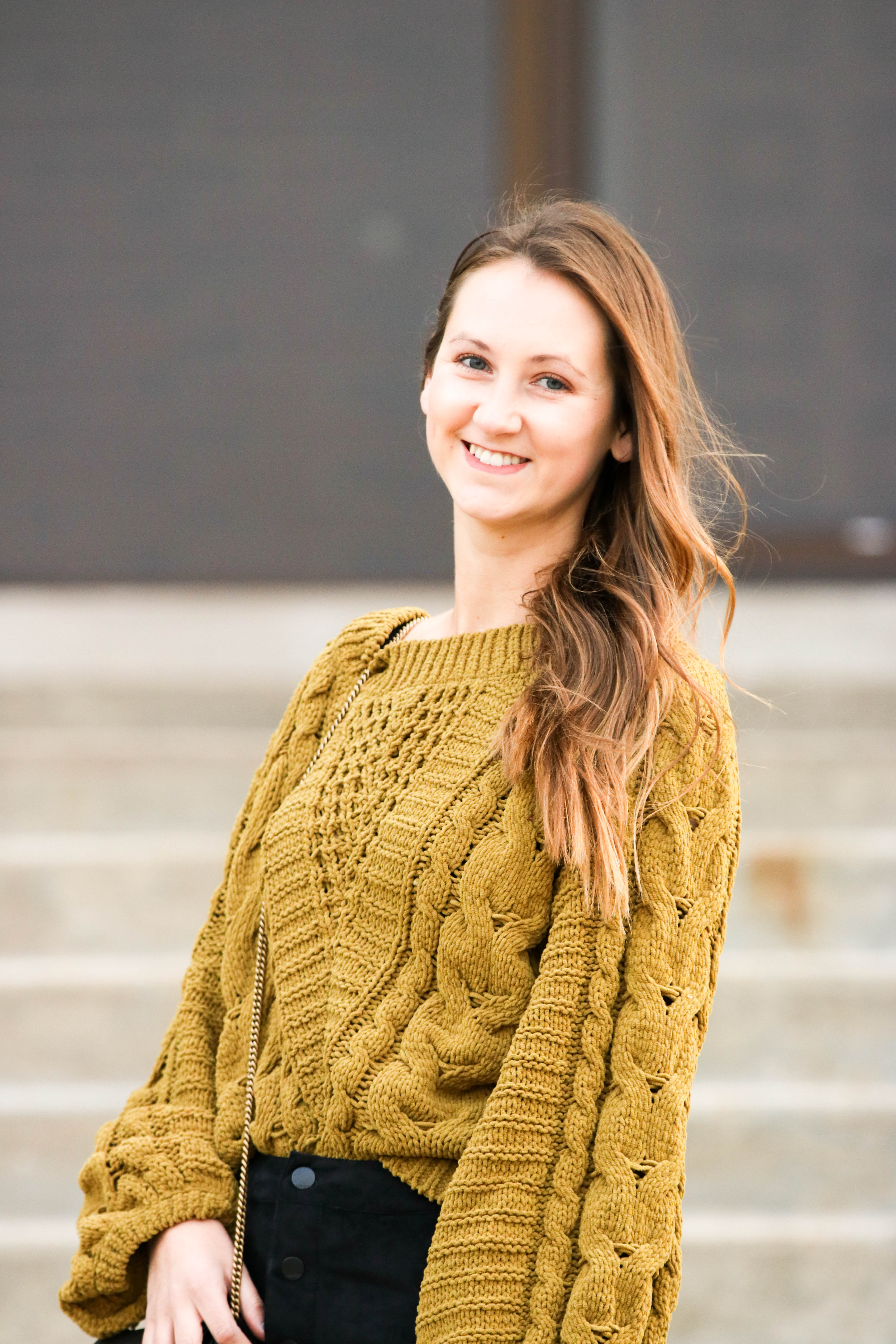 cable knit balloon sleeve sweater