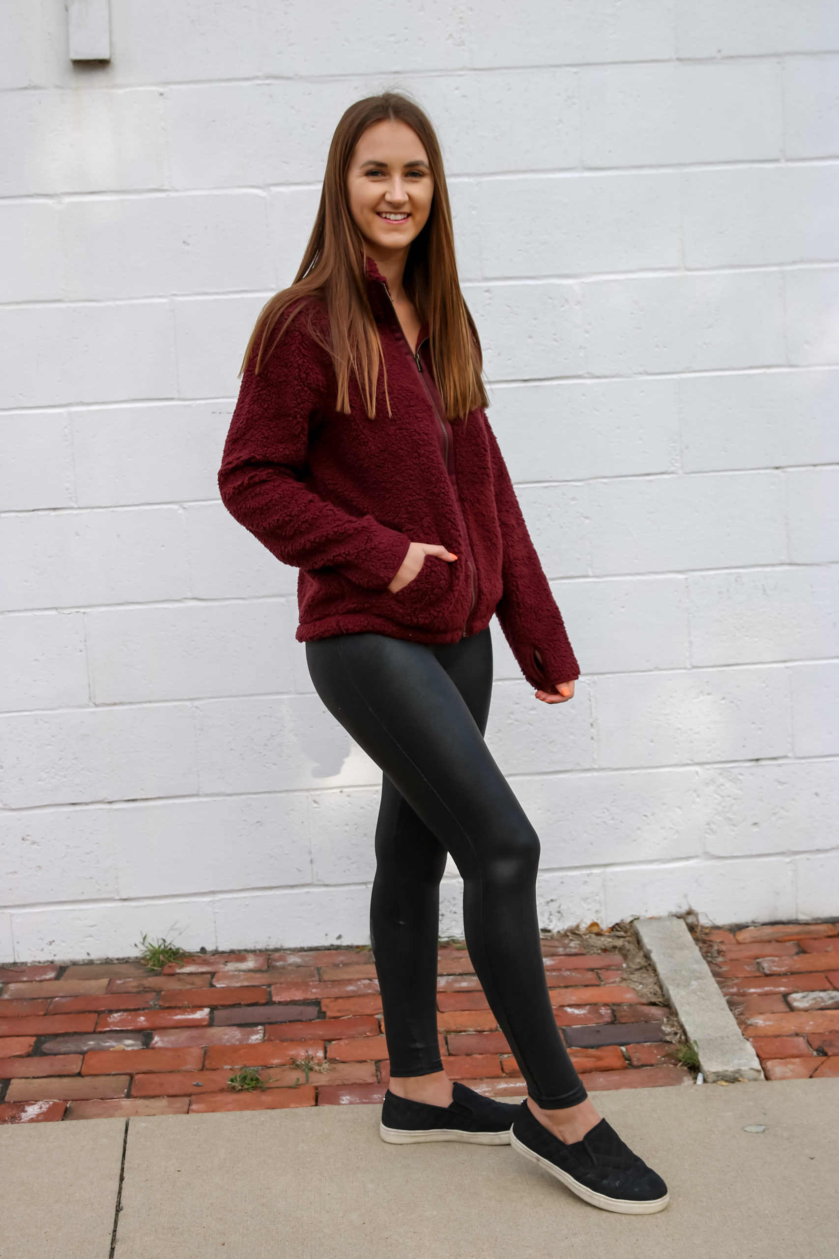 Burgundy Sherpa Zip-Front Jacket - For The Love Of Glitter