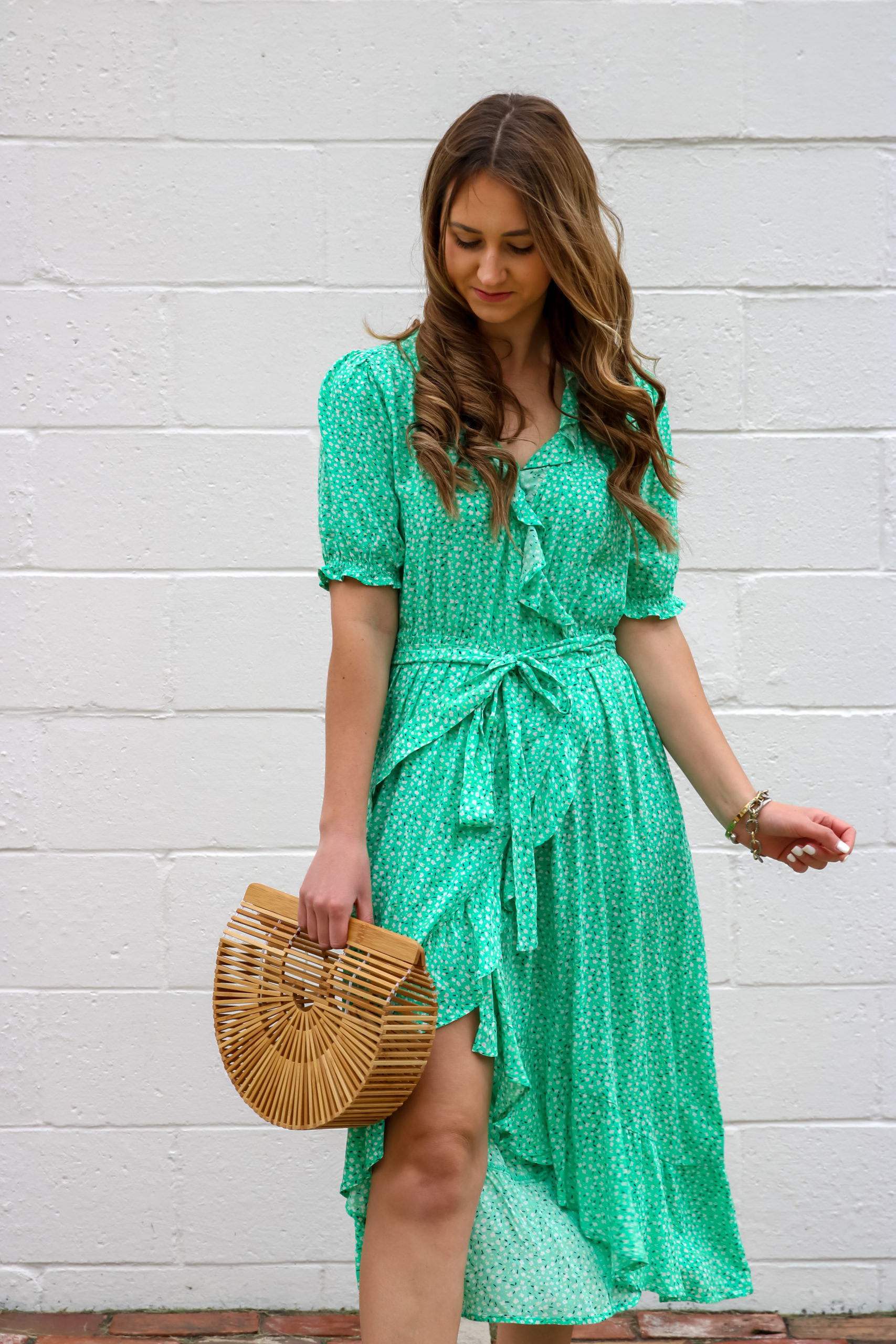 Green Floral Print Ruffle Midi Dress - For The Love Of Glitter