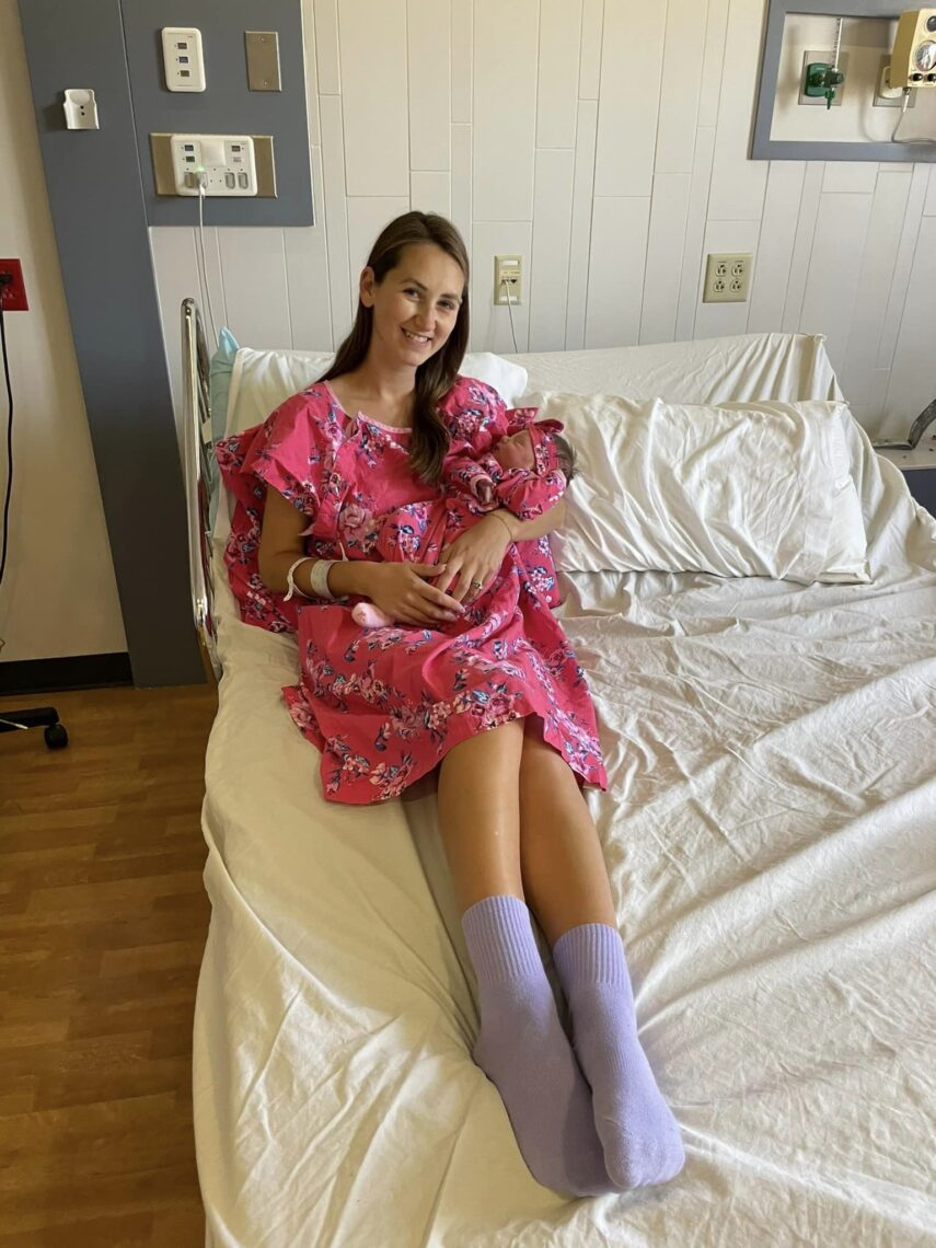 mom and newborn matching gowns